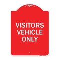 Signmission Reserved Parking Sign Visitor Vehicles Only, Red & White Aluminum Sign, 18" x 24", RW-1824-23013 A-DES-RW-1824-23013
